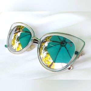Abella Cateye Sunglasses - Silver Reflective Metallic Retro